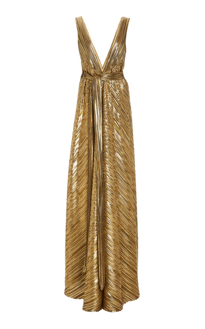Moda Operandi Semsem Pliss Lam Maxi Wrap Dress