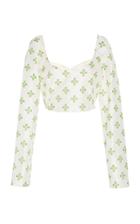 Paris Georgia Tulip Long Sleeve Cutout Crop Top