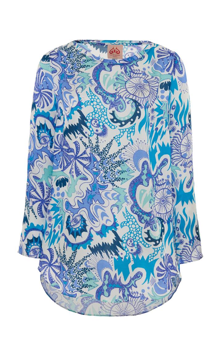 Moda Operandi Le Sirenuse Positano Psycho Beryl Printed Stretch-silk Top Size: 38