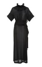 Victoria Beckham Ruffle Neck Midi Dress