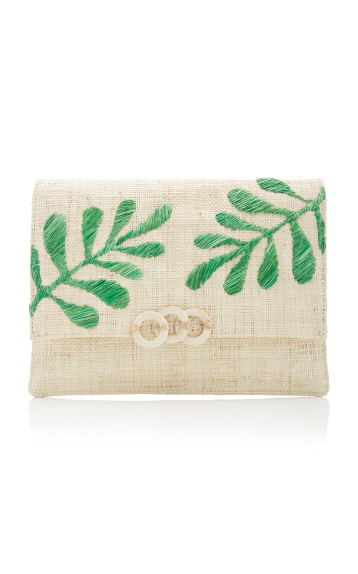 Kayu Nadya Embroidered Raffia Clutch