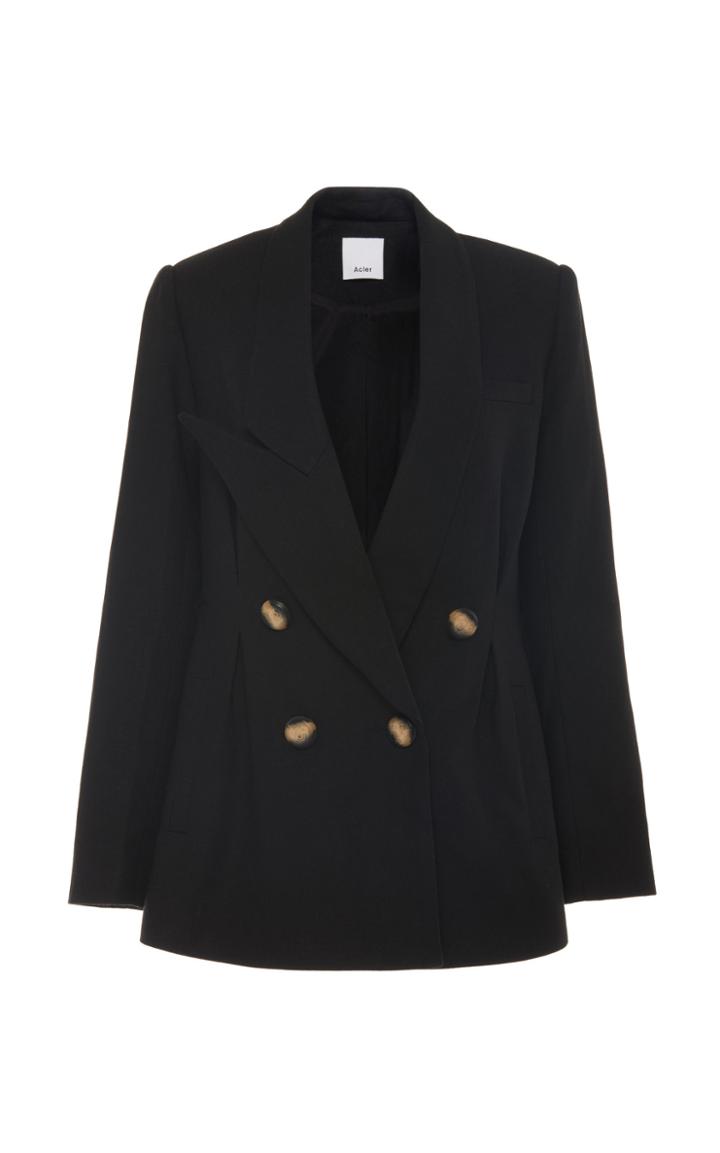 Acler Belvue Double-breasted Linen-blend Blazer