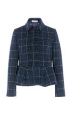 Dice Kayek Wool Double Breasted Peplum Plaid Jacket