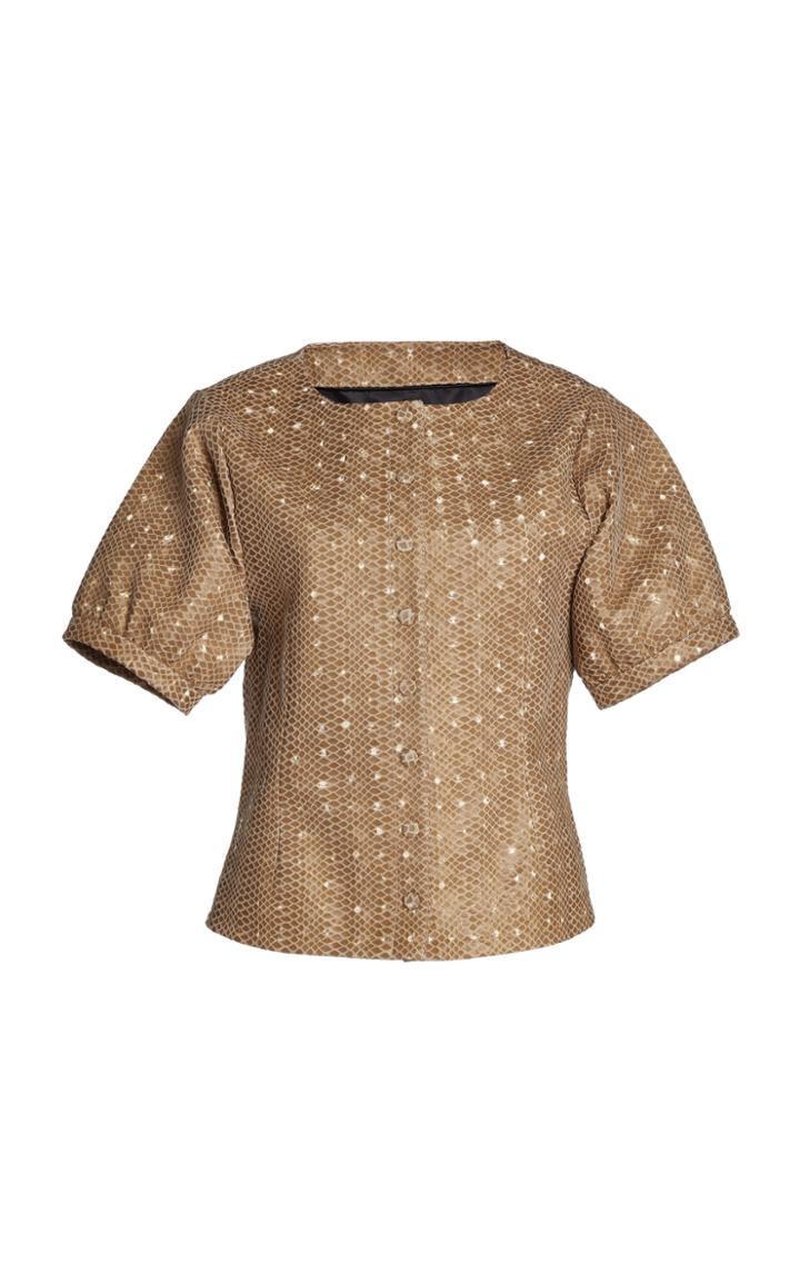 Moda Operandi Saks Potts Forgive Embellished Snakeskin-effect Leather Top