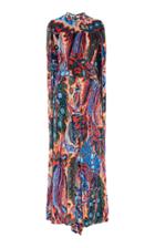 Paco Rabanne Cape-effect Paisley-print Velvet Gown