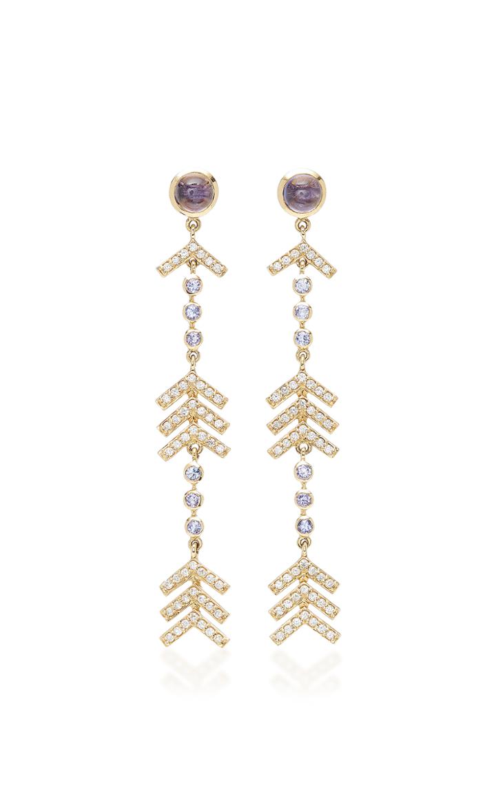 Marlo Laz Long Arrow Earrings With Diamonds