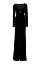 Alessandra Rich V-neck Bandeau Cutout Velvet Slit Gown