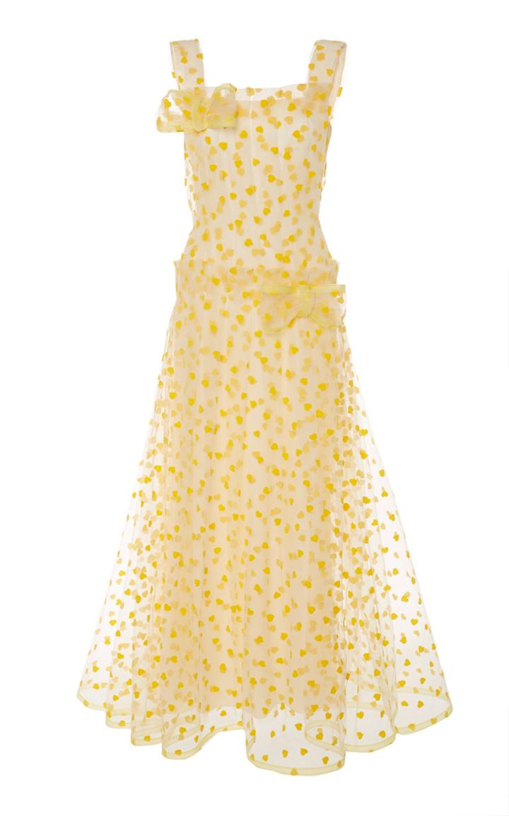 Rodarte Heart-detailed Bow-embellished Tulle Midi Dress