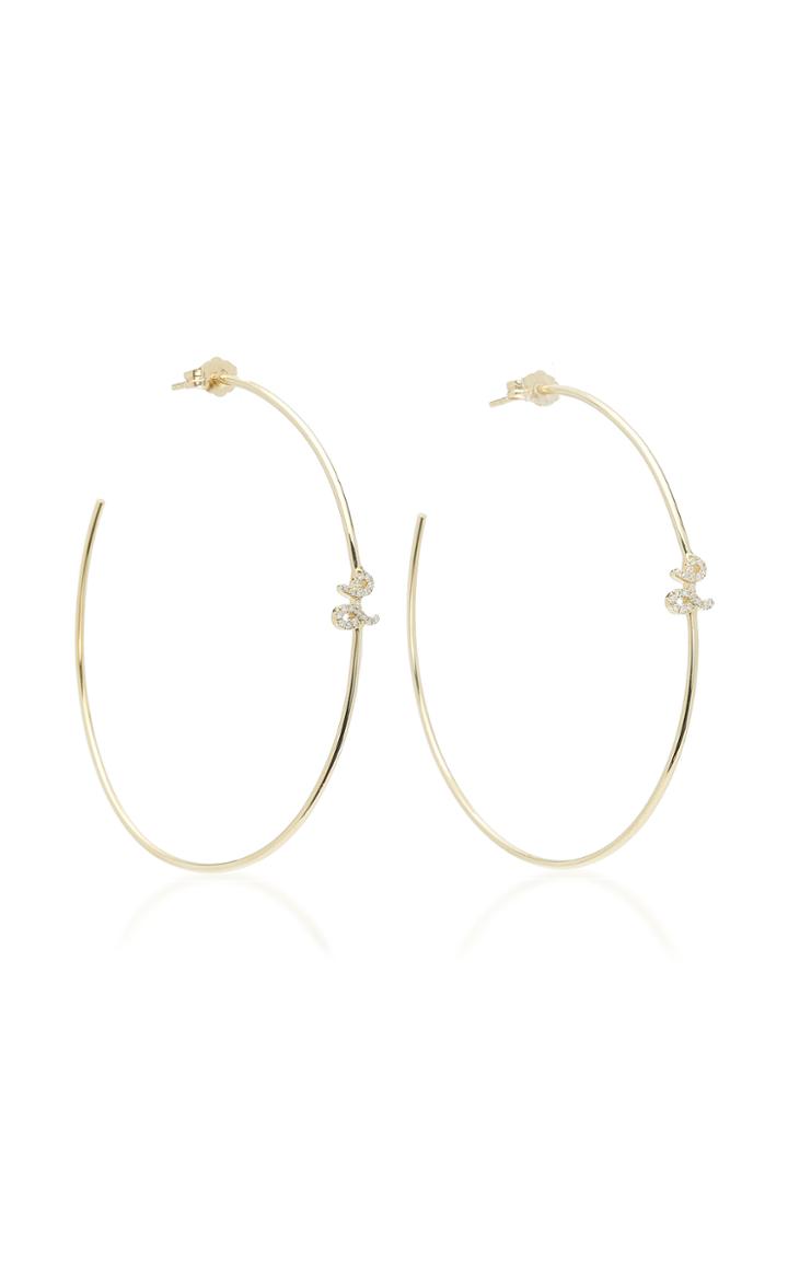 Sydney Evan Initial Hoops With White Diamonds