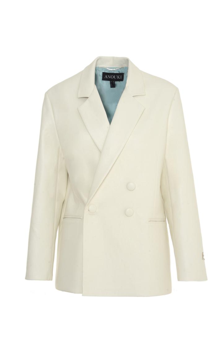 Anouki Double-breasted Leather-effect Blazer