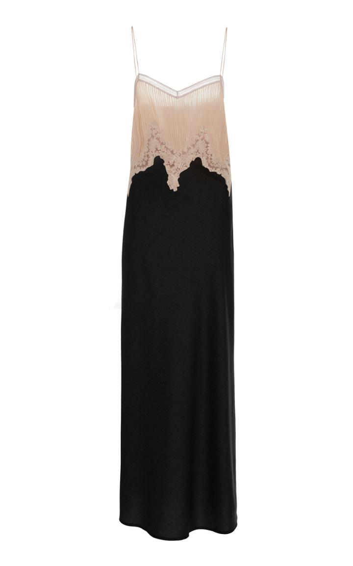 Gabriela Hearst Adolphine Pliss Lace Silk Cashmere Maxi Dress