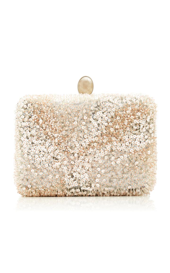 Oscar De La Renta Sequin Embroidered Box Clutch