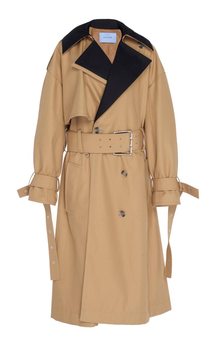 Mugler Oversized Belted Gabardine Trench Coat