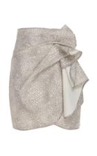Acler Bronte Ruffled Wrap-effect Metallic Snake-print Skirt