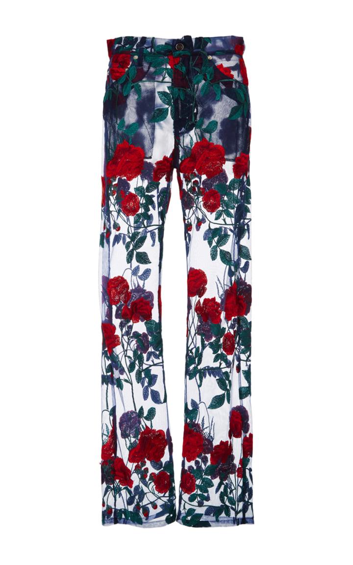 Adam Selman Rodeo Embroidered Sheer Jeans