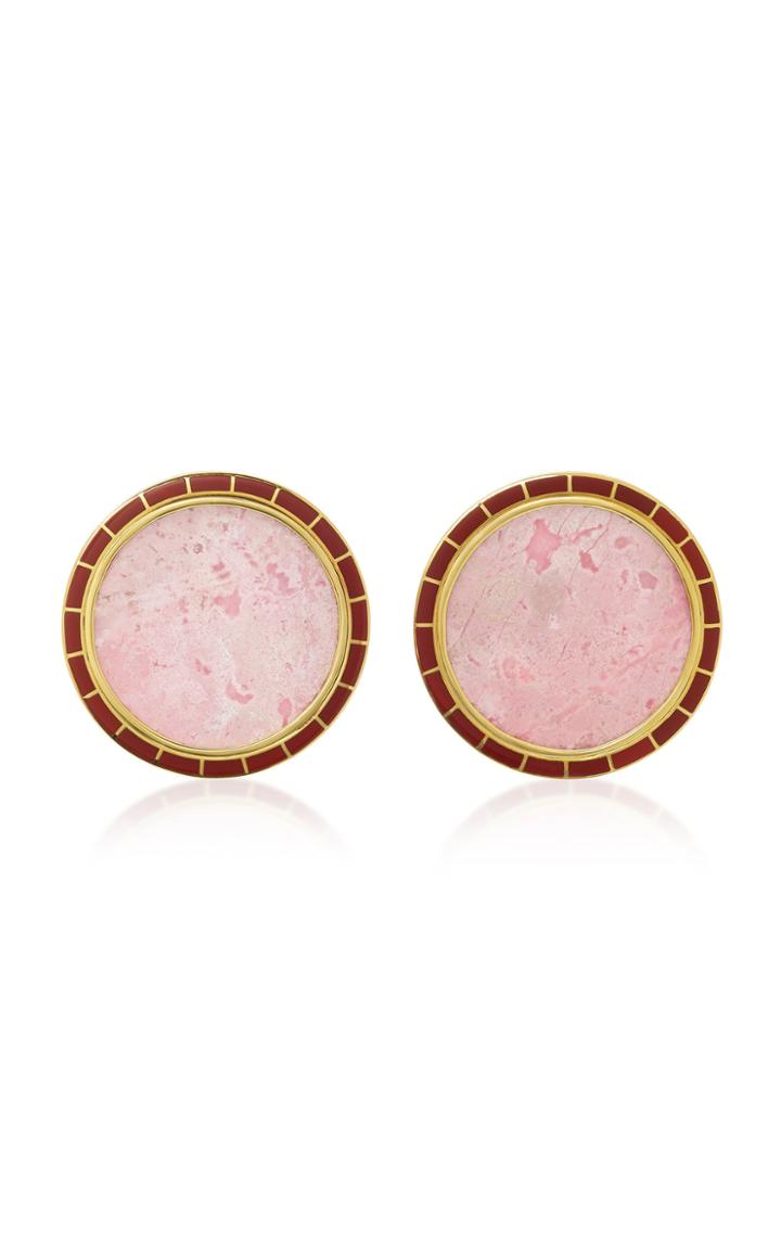 Monica Sordo Brujo Orbit 24k Gold-plated Brass Rodonite And Jasper Earrings