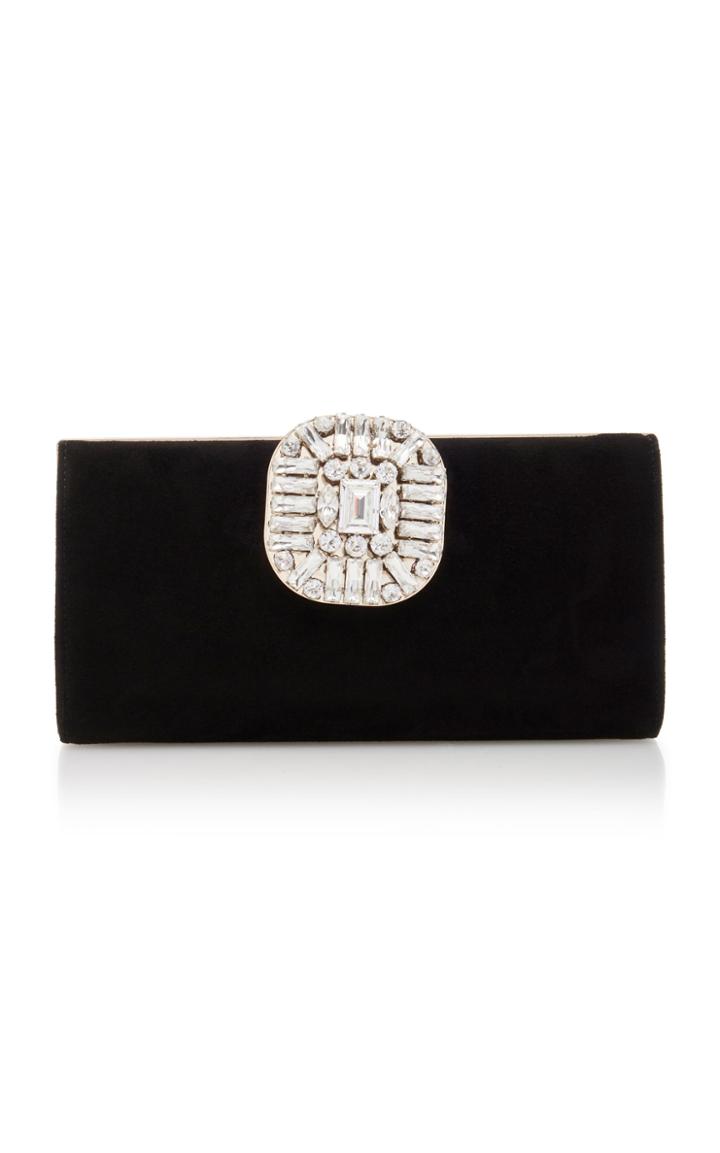 Jimmy Choo Leonis Crystal-embellished Suede Clutch
