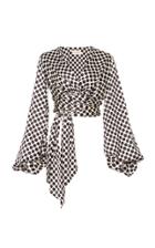 Alexandre Vauthier Tie-front Print Silk Blend-satin Top