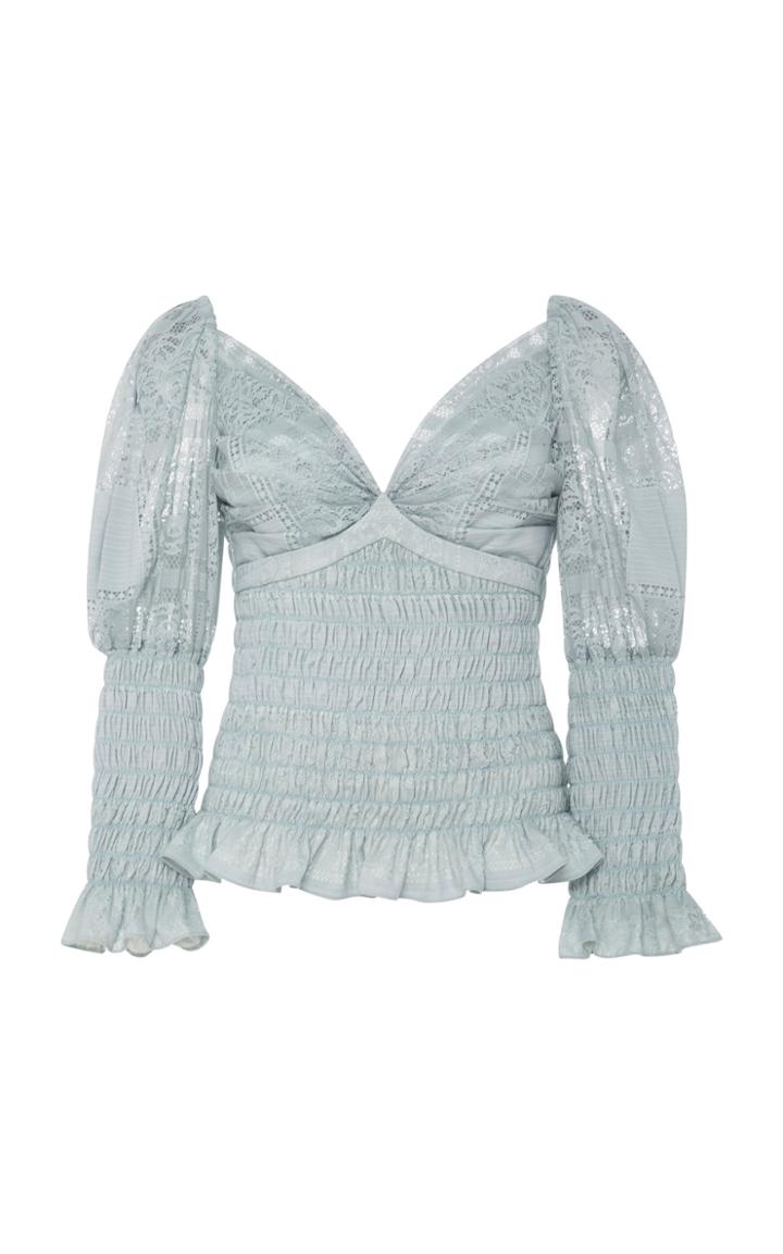 Alejandra Alonso Rojas Valle Shirred Lace Blouse