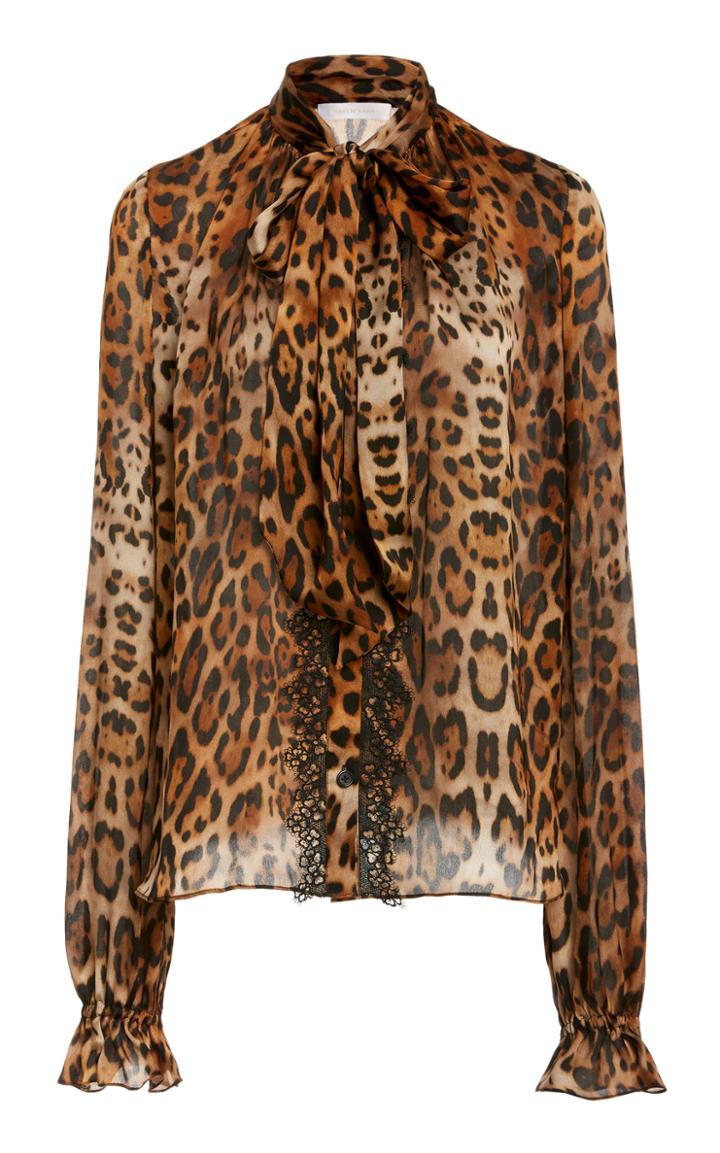 Moda Operandi Naeem Khan Leopard Print Silk Blouse