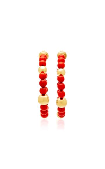 Faraone Mennella 18k Gold Mediterranean Coral Hoop Earrings