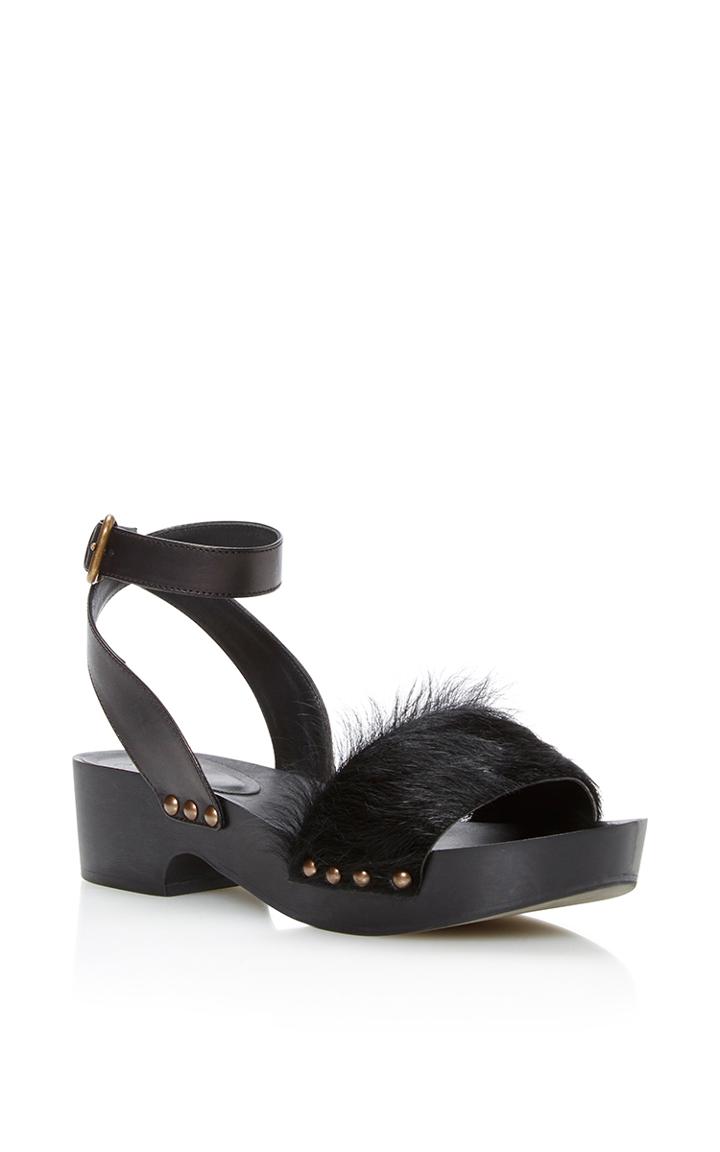 Tomas Maier Black Cow Hide Sandals