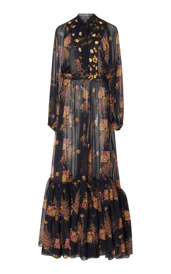 Giambattista Valli Mixed Floral Flounce Dress