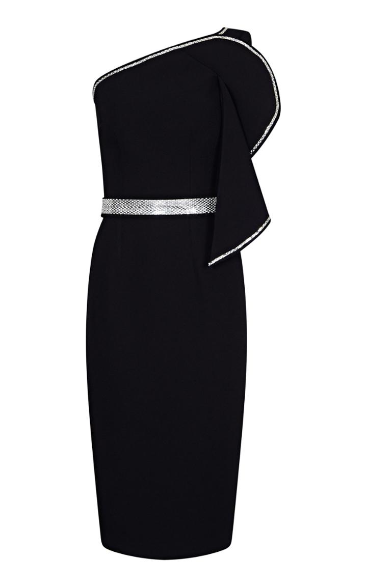 Safiyaa Bonita Rhinestone-trimmed Crepe Midi Dress