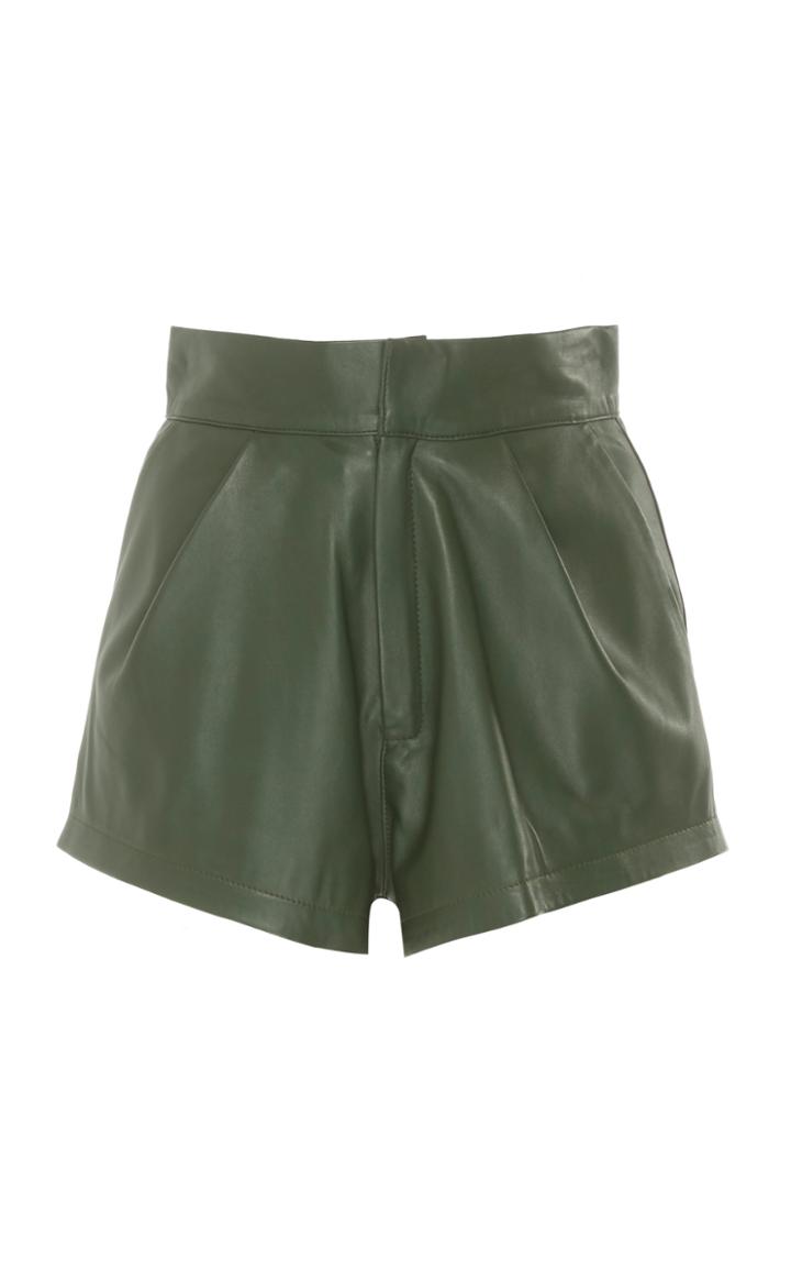 Zeynep Aray Pleated Leather Mini Shorts