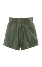 Zeynep Aray Pleated Leather Mini Shorts
