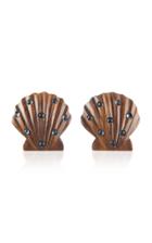 Rebecca De Ravenel Ariel Dark Wood And Denim Earrings