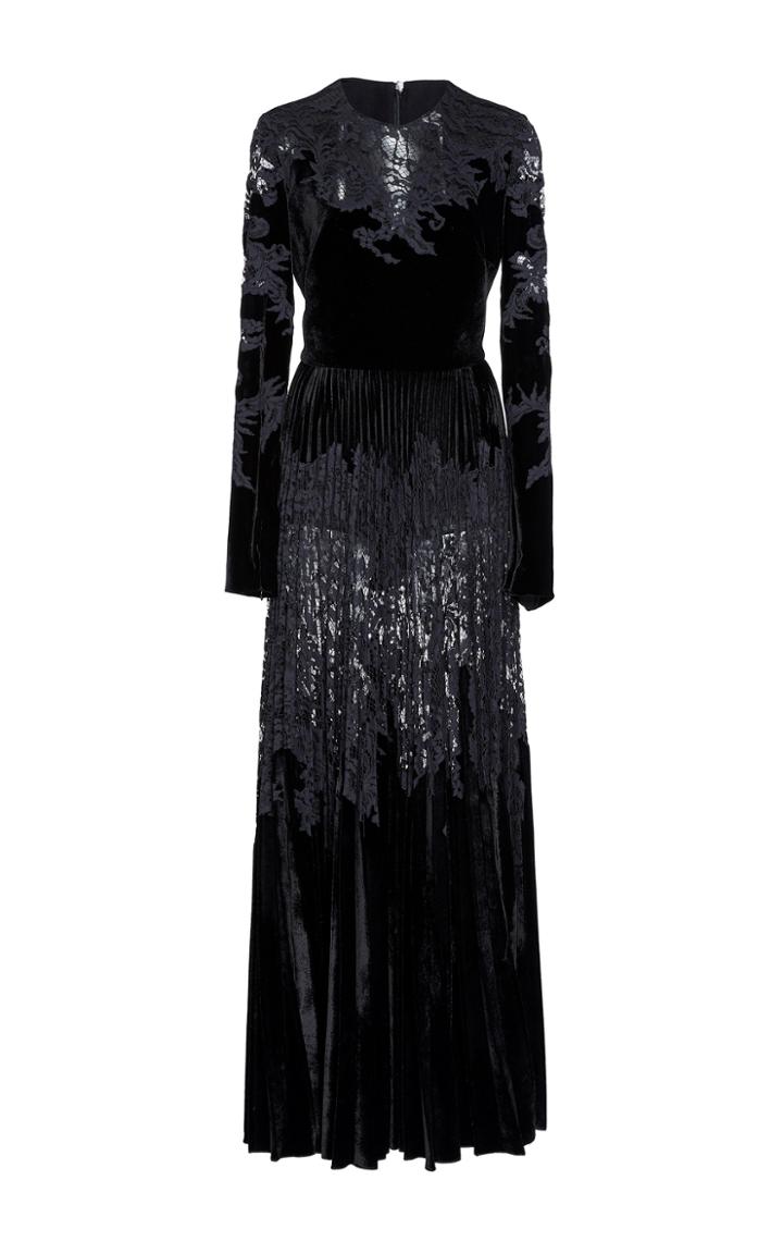 Elie Saab Velvet And Lace Long Dress