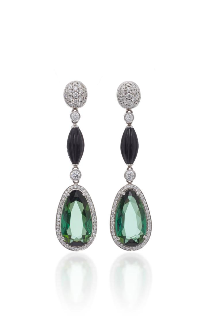 Goshwara 18k White Gold Tourmaline And Diamond Earrings