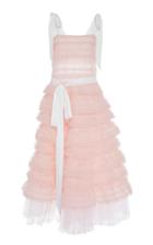 Ryan Lo Bow Strap Ruffle Tulle Gown