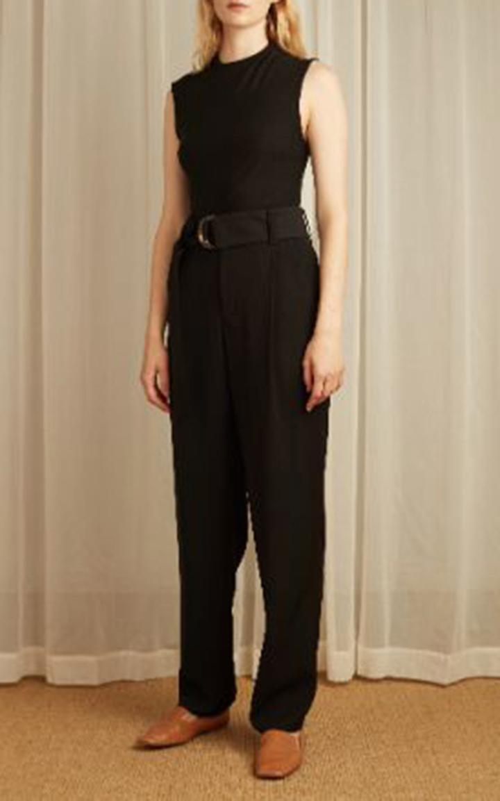 Moda Operandi Vince Belted Pleated Crepe Tapered-leg Trousers