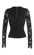 David Koma Long Sleeve Lace Top