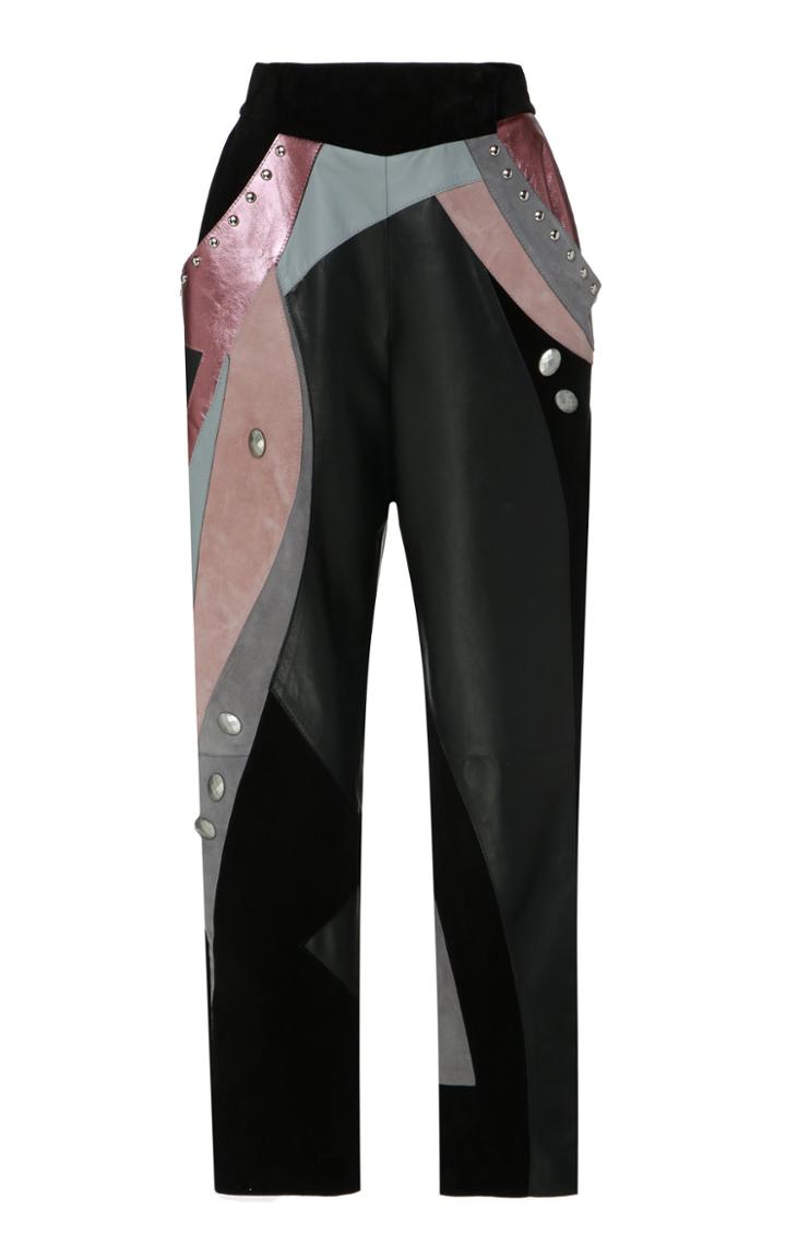 Alberta Ferretti Paneled Leather And Suede Pants