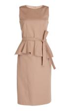 Paule Ka Oxford Peplum Dress With Self Belt