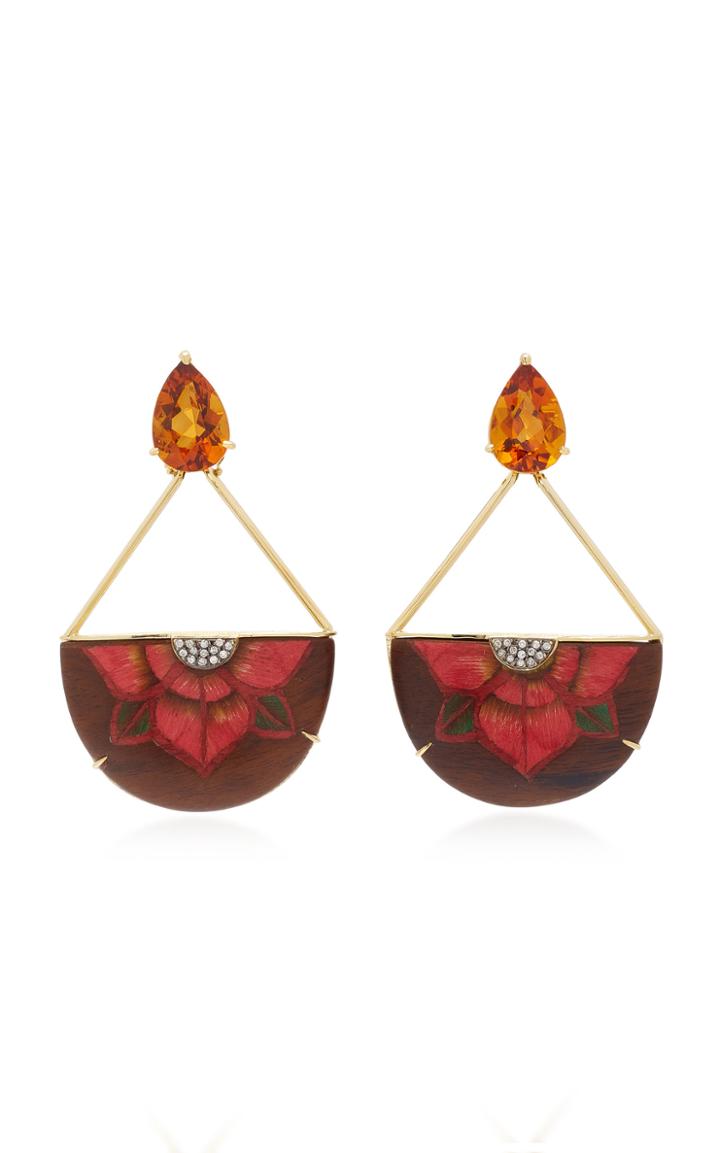 Silvia Furmanovich 18k Gold, Resin, Citrine And Diamond Earrings