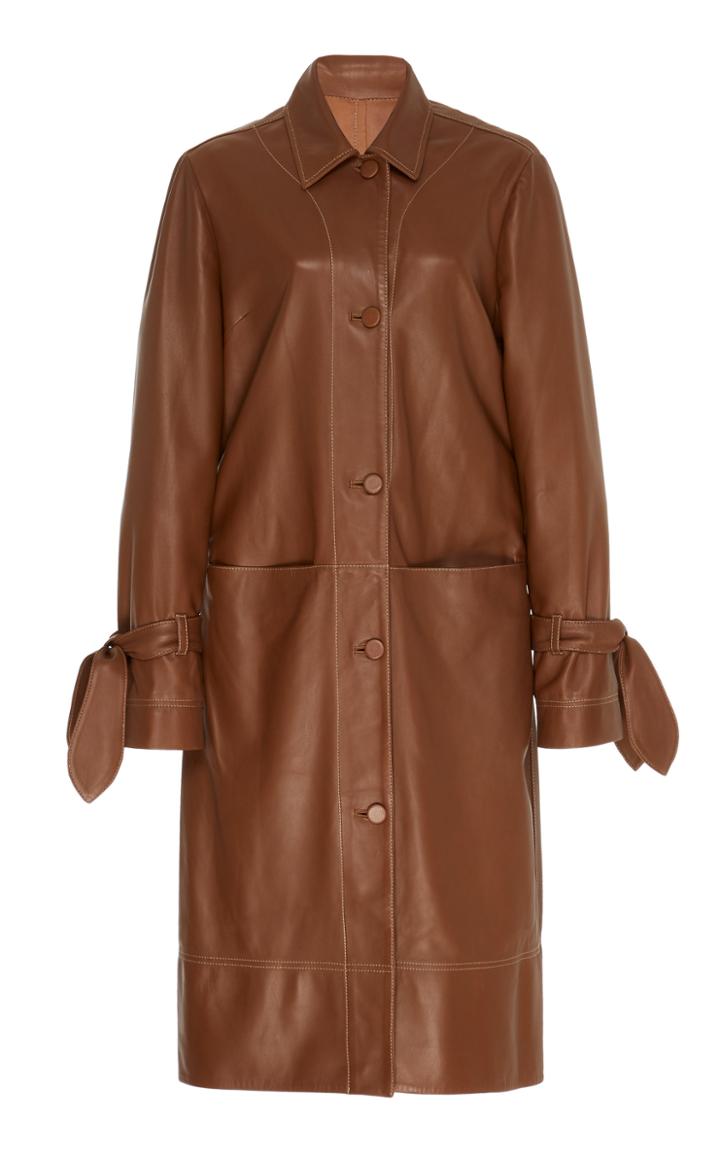 Moda Operandi Staud Bailey Leather Trench Coat Size: M