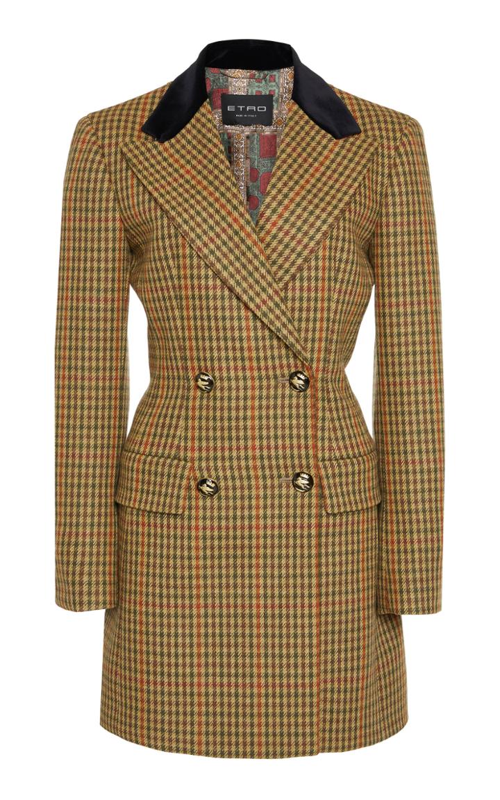 Etro Velvet-trimmed Double-breasted Wool Blazer