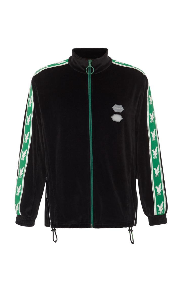 Off-white C/o Virgil Abloh Intarsia-trimmed Velour Track Jacket