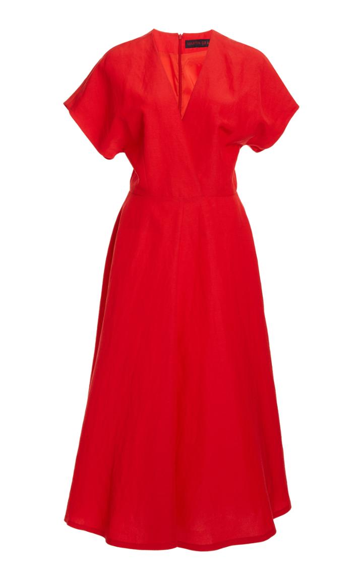Moda Operandi Martin Grant A-line Linen-blend Dress