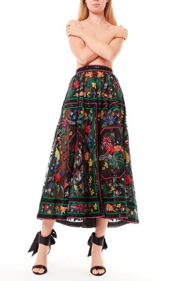 Moda Operandi Zuhair Murad Passiflora Embroidered Skirt