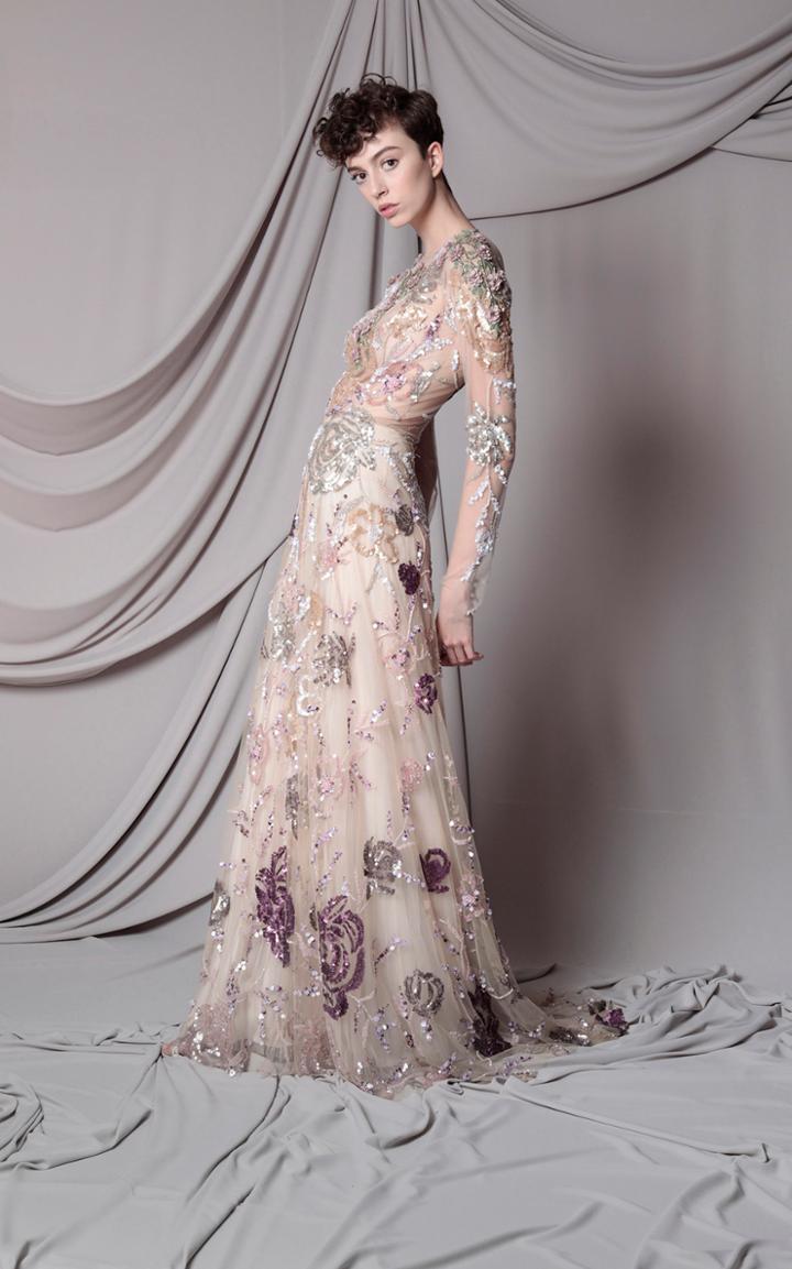 Moda Operandi Marco & Maria Embroidered Necklace Effect Shoudler Dress Size: 8