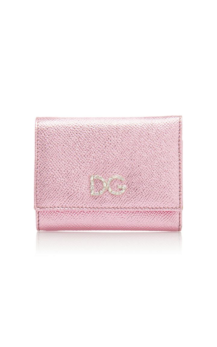 Dolce & Gabbana Crystal-embellished Metallic Leather Wallet