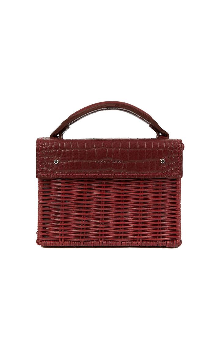 Wicker Wings Burgundy Croco Kuai Mini Top Handle Bag