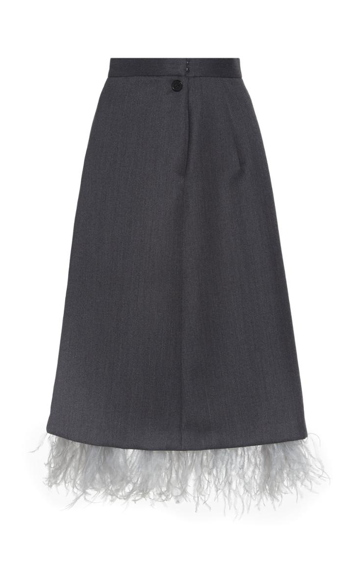 Maison Margiela Cavalry Wool Feather Hem Skirt