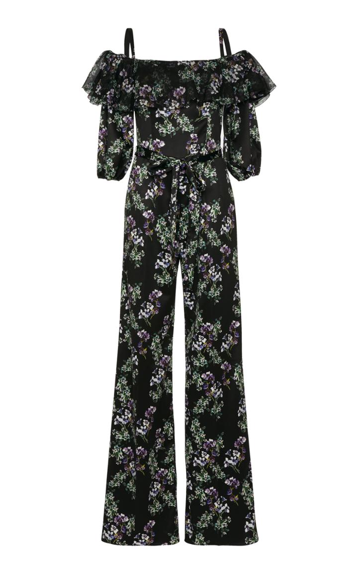 Blumarine Off The Shoulder Floral Jumpsuit