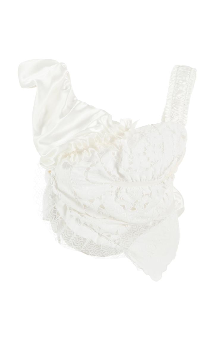 Moda Operandi Caroline Hu Draped Silk-lace Top